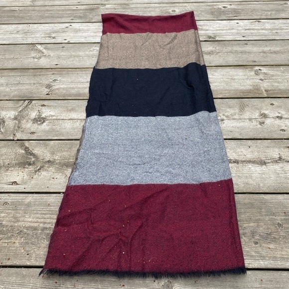 Burberry Colour block Scarf Red/Black - Picture 1 of 14